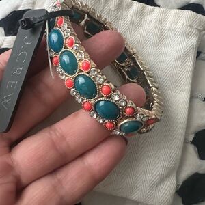 J. Crew Teal and Coral Bracelet with Intricate Detailing